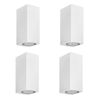 Prios vonkajšie nástenné svietidlo Tetje, biele, hranaté, 16 cm, sada 4 ks