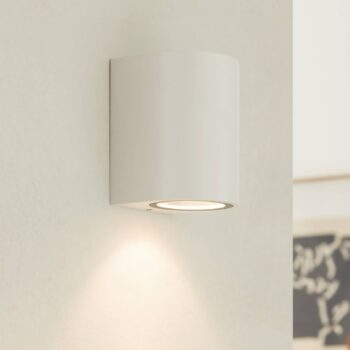 Prios vonkajšie nástenné svietidlo Tetje, biele, okrúhle, 10 cm