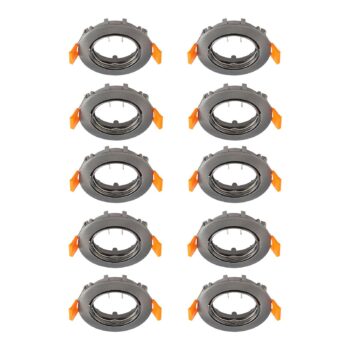 Prios zapustené stropné svietidlo Fibur, tmavosivé, Ø8cm, sada 10 ks