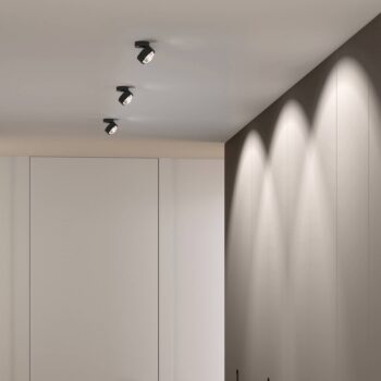 Puk Mini Move LED, číra šošovka, čierna matná/chrómová