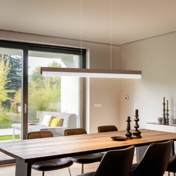 Quitani LED závesná lampa Keijo, nikel/orech, 103 cm