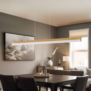 Quitani LED závesné svietidlo Keijo, nikel/dub, 143 cm