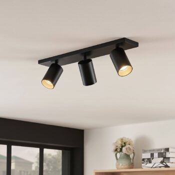 Reflektor Arcchio Brinja, sada 2 ks, čierny, hranatý, 3 plamene