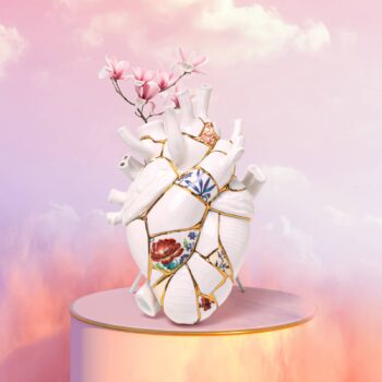 SELETTI Love in Bloom Kintsugi váza, farebná, porcelán, zlatá