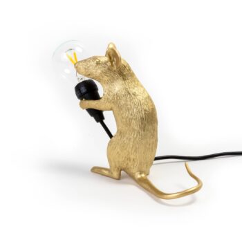 SELETTI Mouse Lamp LED dekoratívna lampa USB sediaca zlatá