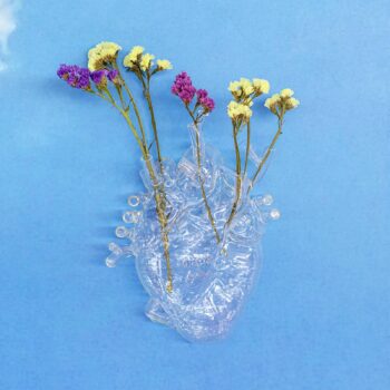 SELETTI Váza Love in Bloom, číra, výška 24 cm, v tvare srdca, sklo