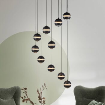 Schöner Wohnen LED závesné svietidlo Lini čierna 10-pl. okrúhla 3000K