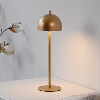 Schöner Wohnen stolová LED lampa Bellies, zlatá farba, IP54