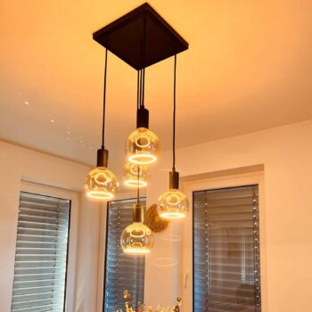 Segula závesné svietidlo Madox Square 5X Wave, černá, ocel, E27