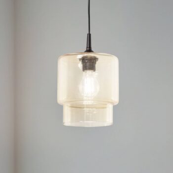 Sklenené závesné svietidlo Nesto, jantárové, Ø 18 cm, E27