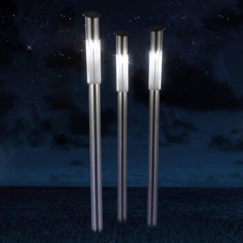 Solarna lampa Fania z nerezovej ocele, s kolíkom do zeme, sada 3 ks