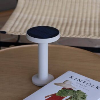 Solárna stolová LED lampa Cairo, béžová, plast, IP44, 21 cm