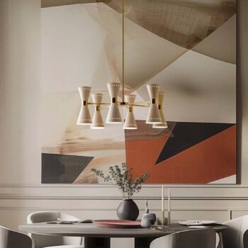 Stilnovo závesné svietidlo Megafono, 80 cm, slonovinová farba, 12-pl.