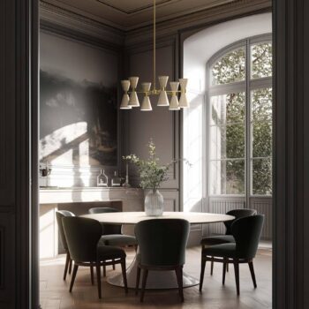 Stilnovo závesné svietidlo Megafono, Ø 100 cm, farba slonová kosť