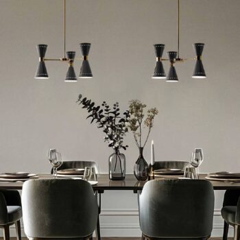 Stilnovo závesné svietidlo Megafono, čierna, dĺžka 54 cm, 6-pl.