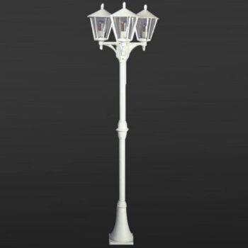 Stĺpové svietidlo 680 vidiecky štýl 3-pl., biele