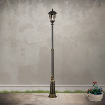 Stĺpové svietidlo Puchberg 1pl. 249cm čierno-zlaté