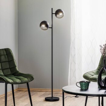 Stojaca lampa Edgar, dvoj-plameňová čierna