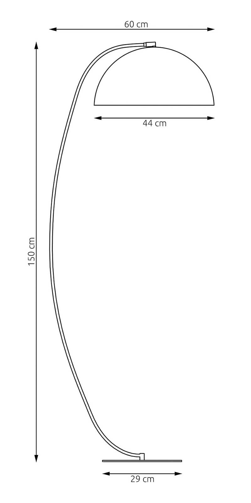 Stojacia lampa Arcos, čierna, výška 150 cm, kov Stojacia lampa Arcos, čierna, výška 150 cm, kov