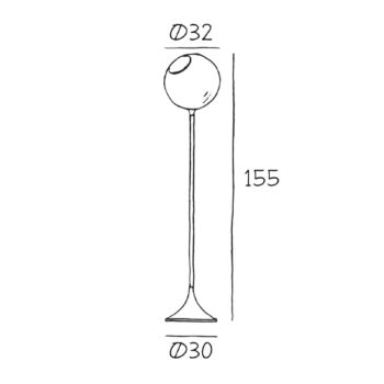 Stojacia lampa Ballroom, modrá, sklo, ručne fúkaná, stmievateľná