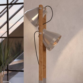 Stojacia lampa Cawton, výška 134,5 cm, oceľ/hnedá farba, 2 svetlá z ocele