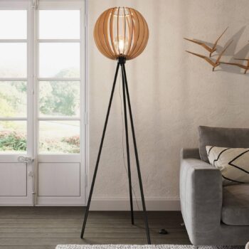 Stojacia lampa Envostar Clay, kov/brezová preglejka