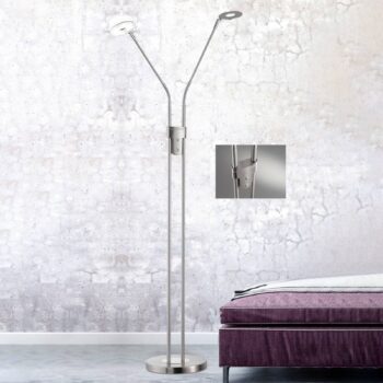 Stojacia lampa LED Dent, CCT, dvojsvetlá, nikel