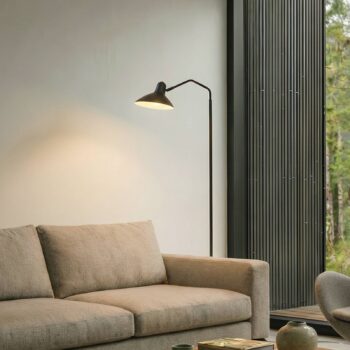 Stojacia lampa Lindby Adrik, čierna, kov