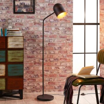 Stojacia lampa Lindby Morik, 1 svetlo, čierna/zlatá, kov
