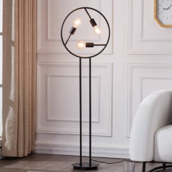 Stojacia lampa Lucande Linnard zo železa, 3 svetlá