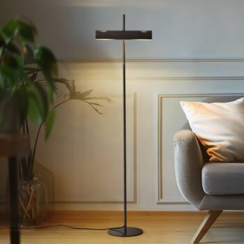 Stojacia lampa Lucande Nysira, sivá metalíza, dvojlampa