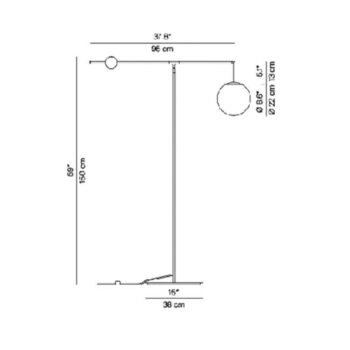 Stojacia lampa Luceplan Malamata, brúsená mosadz