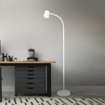 Stojacia lampa Skriva, nastaviteľná, GU10, biela