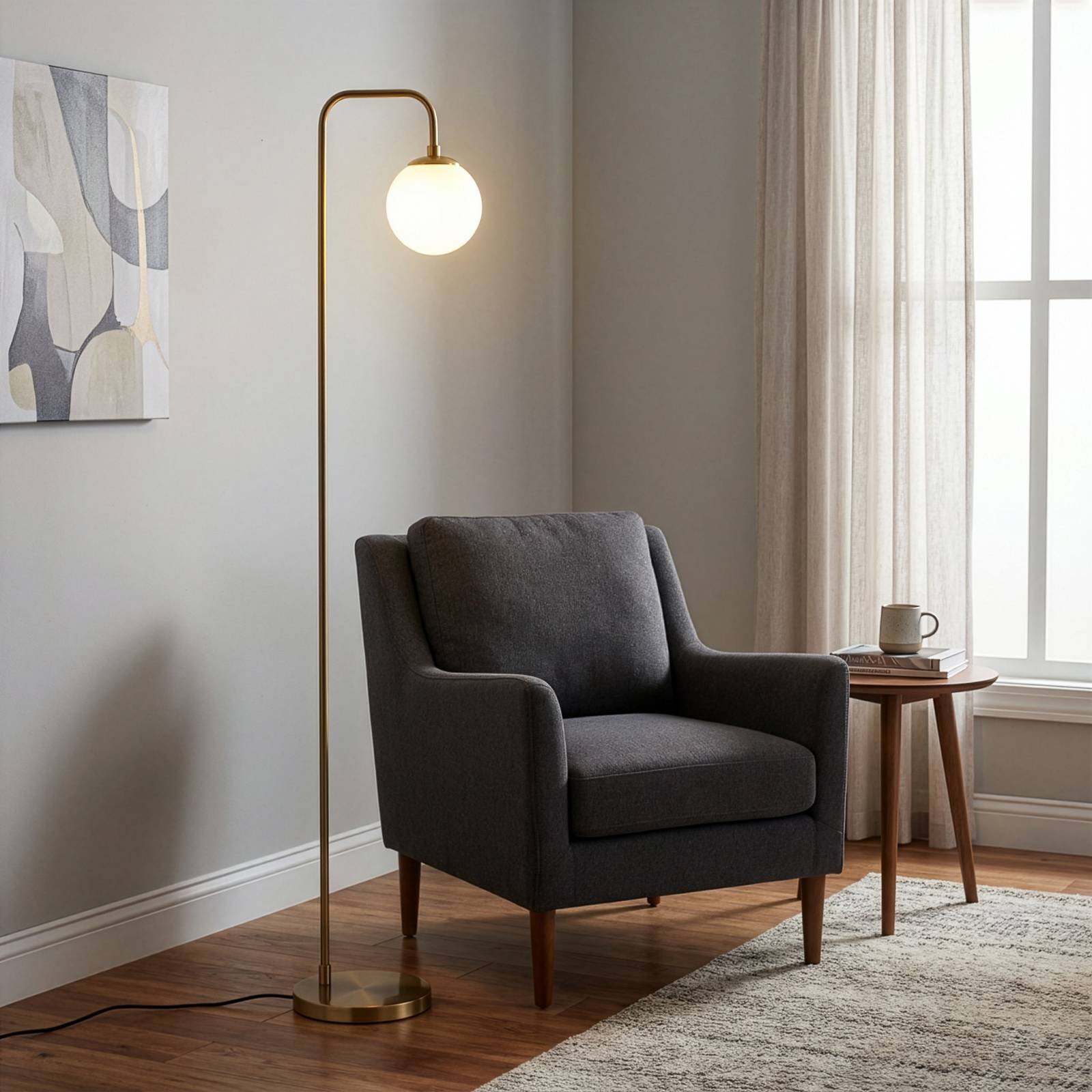 Stojacia lampa Viran, antická zlatá, sklo, výška 146 cm, E14 Stojacia lampa Viran, antická zlatá, sklo, výška 146 cm, E14