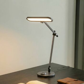 Stolná LED lampa Lindby Elvir, sivá, hliník, výška 53 cm, CCT