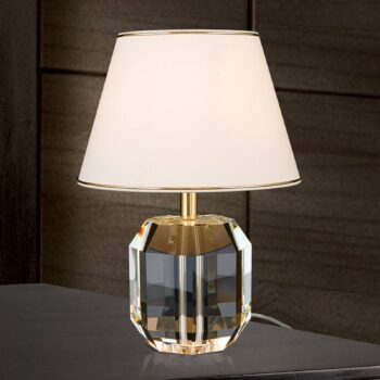 Stolná lampa Alexis s krištáľmi zlatá/krémová