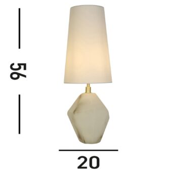 Stolná lampa Apex, biela/biela, výška 55,5 cm, textil/živica
