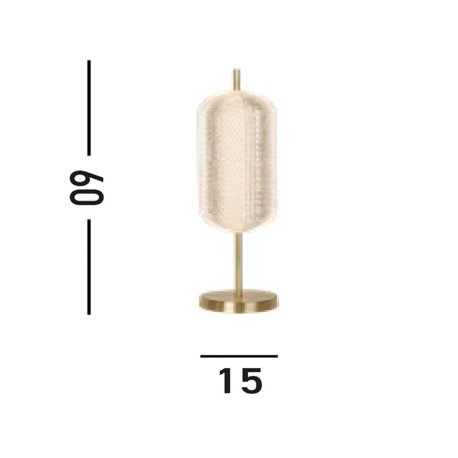 Stolná lampa Capsule LED, mosadzná farba, železo, akryl Stolná lampa Capsule LED, mosadzná farba, železo, akryl