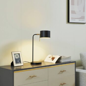 Stolná lampa Lindby Kaida, čierna, kov