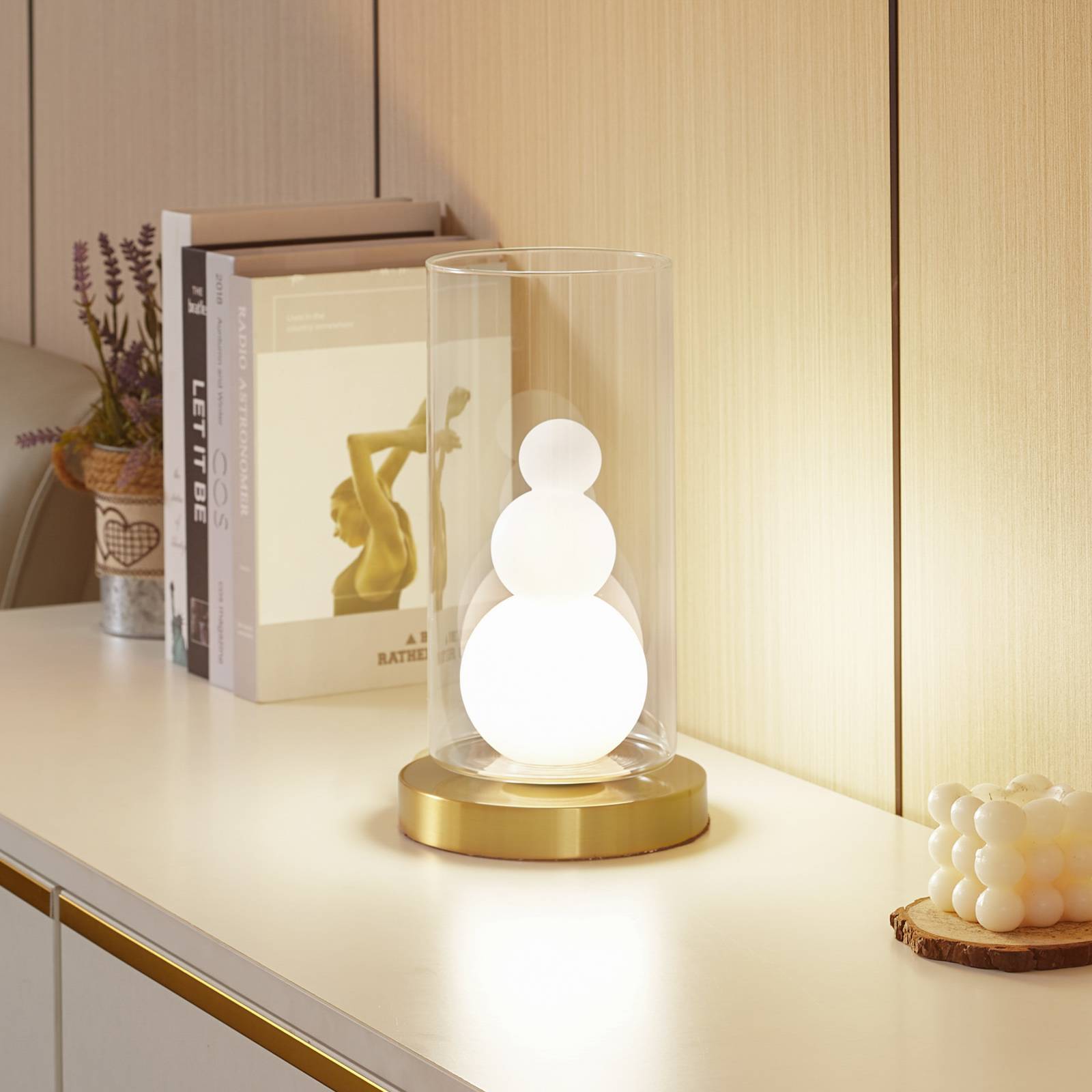 Stolná lampa Lindby Kupla, opál/čierna, sklo, Ø 20 cm, G9 Stolná lampa Lindby Kupla, opál/čierna, sklo, Ø 20 cm, G9