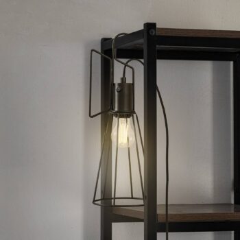 Stolná lampa Lindby Tharion, čierna, kov, Ø 15,4 cm