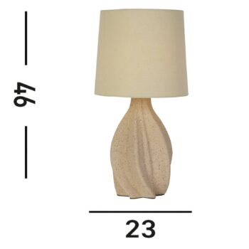 Stolná lampa Twist, béžová, výška 46 cm, textil/keramika