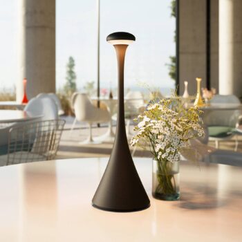 Stolová LED lampa Nudrop s batériou, IP54, čierna