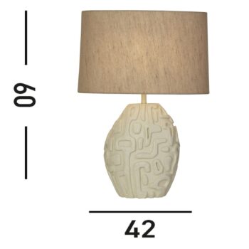 Stolová lampa Adelaide, krémová, výška 59,5 cm, textil/živica