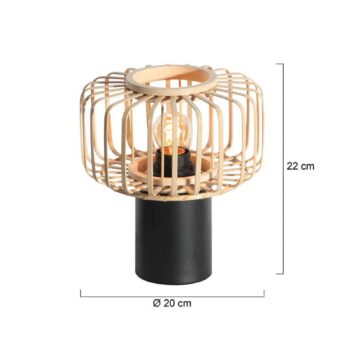 Stolová lampa Bloeba, čierna/prírodná, kov, drevo, E27