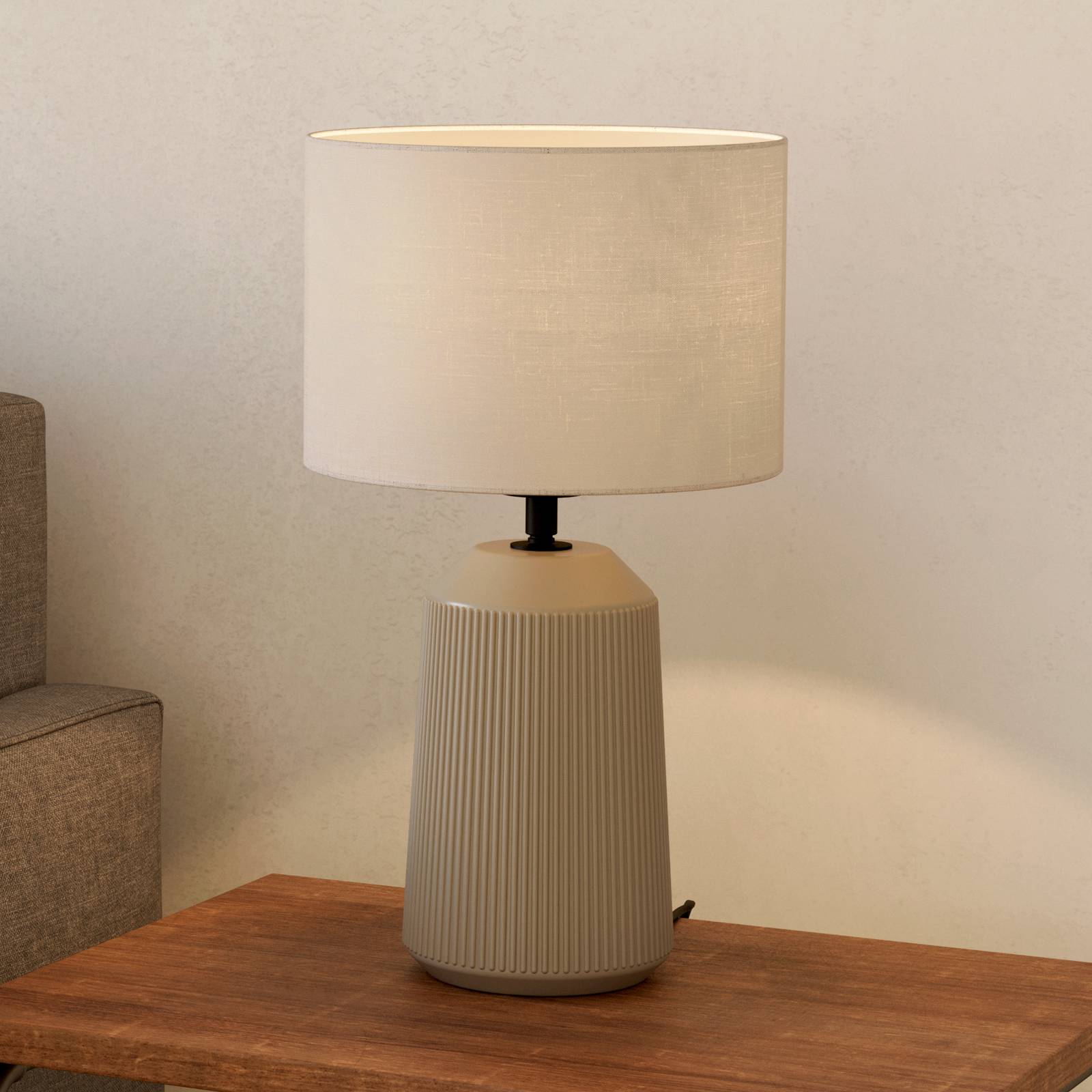 Stolová lampa Capalbio, piesková/tienidlo biela Stolová lampa Capalbio, piesková/tienidlo biela