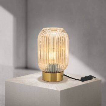 Stolová lampa Carneval, jantárová, sklo, výška 23,5 cm, E27