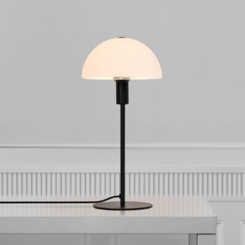 Stolová lampa Ellen so skleneným tienidlom, čierna