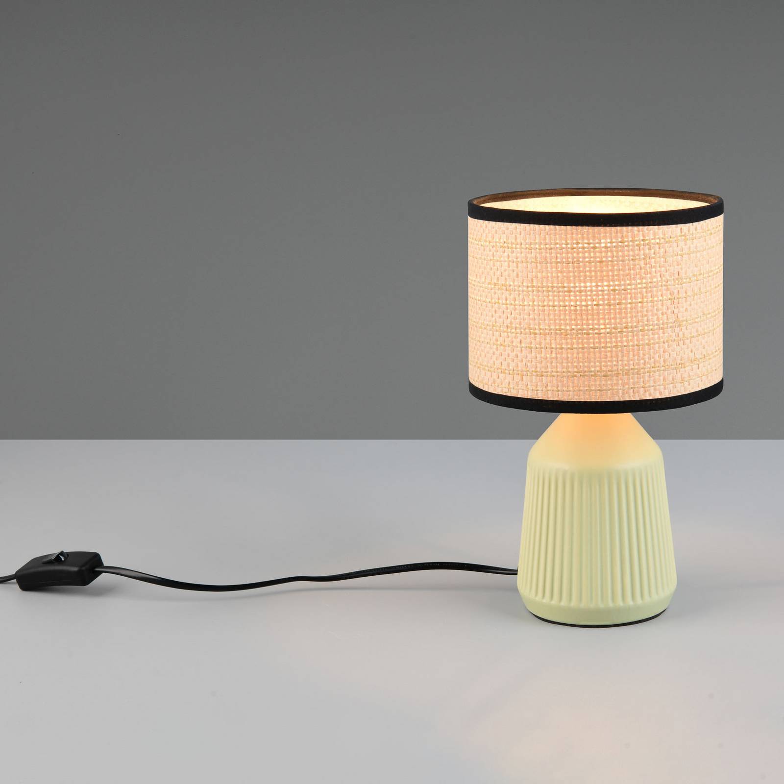 Stolová lampa Formentera, zelená/béžová, výška 27 cm Keramika/papier Stolová lampa Formentera, zelená/béžová, výška 27 cm Keramika/papier