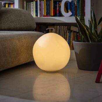 Stolová lampa Foscarini Hoba Grande, Ø 36 cm, stmievateľné, sklo